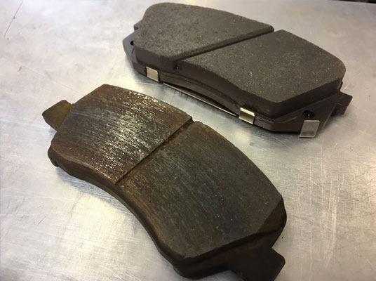 difference between worn and new brake pads